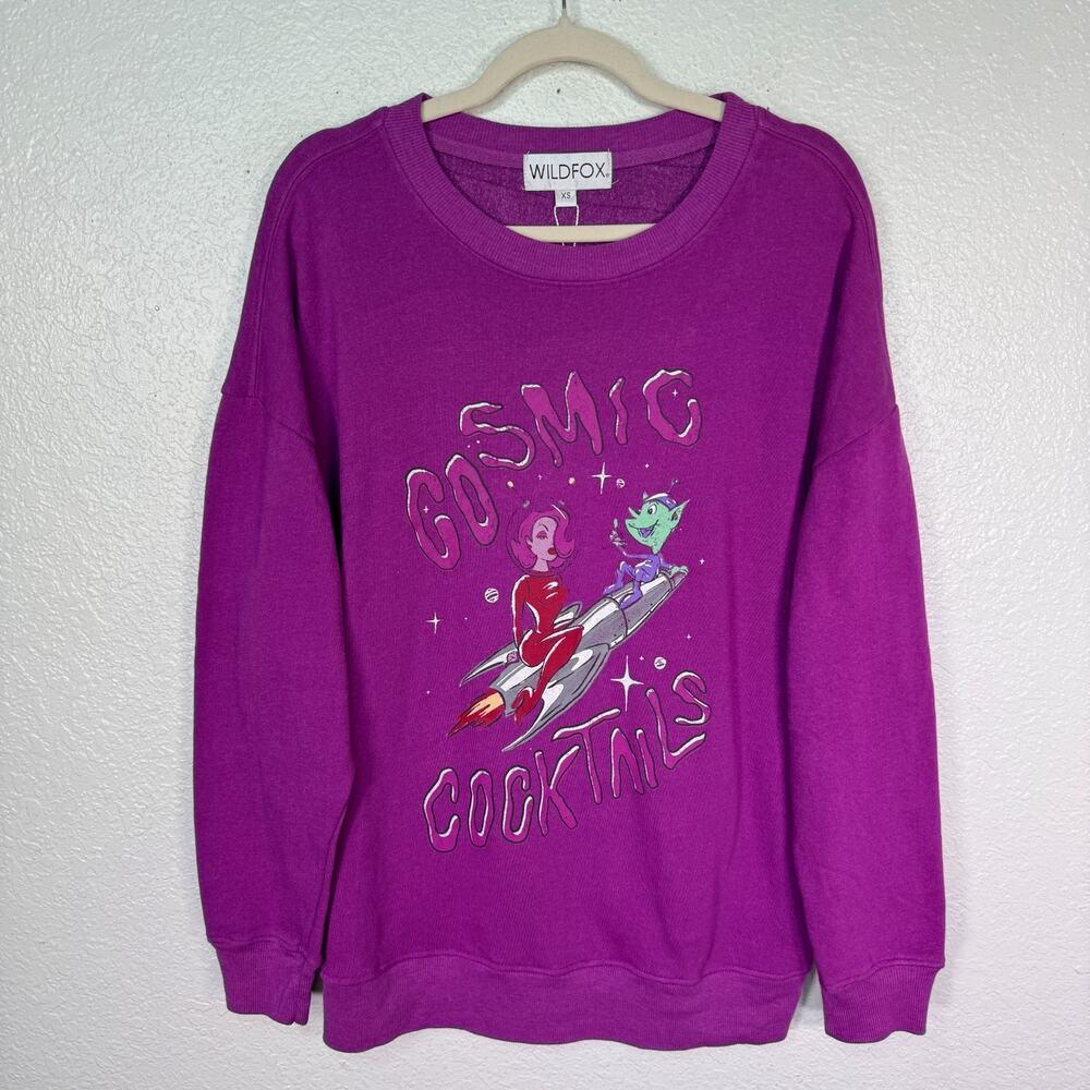 Wildfox Roadtrip Sweatshirt Womens XS Cosmic Cocktails Happy Hour Alien Sweater